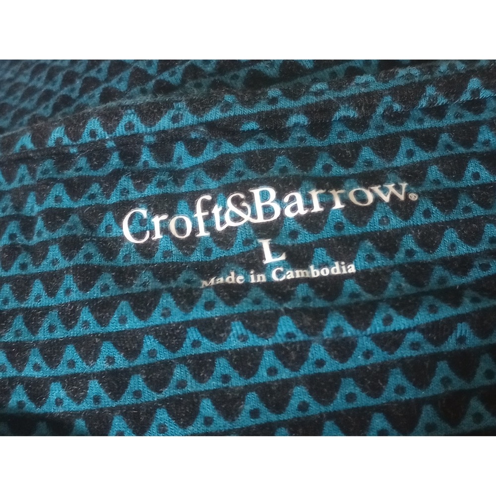 Croft & Barrow Womens Sleeveless Teal Geometric Floral Print Blouse Top Large - Picture 3 of 5